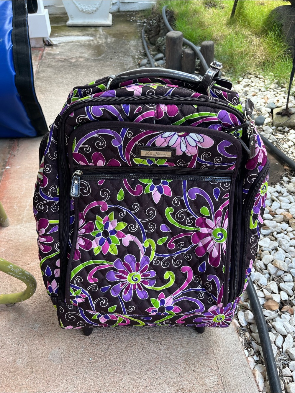 Vera Bradley Quilted Floral Rolling Carry-On Luggage With Lock and Keys